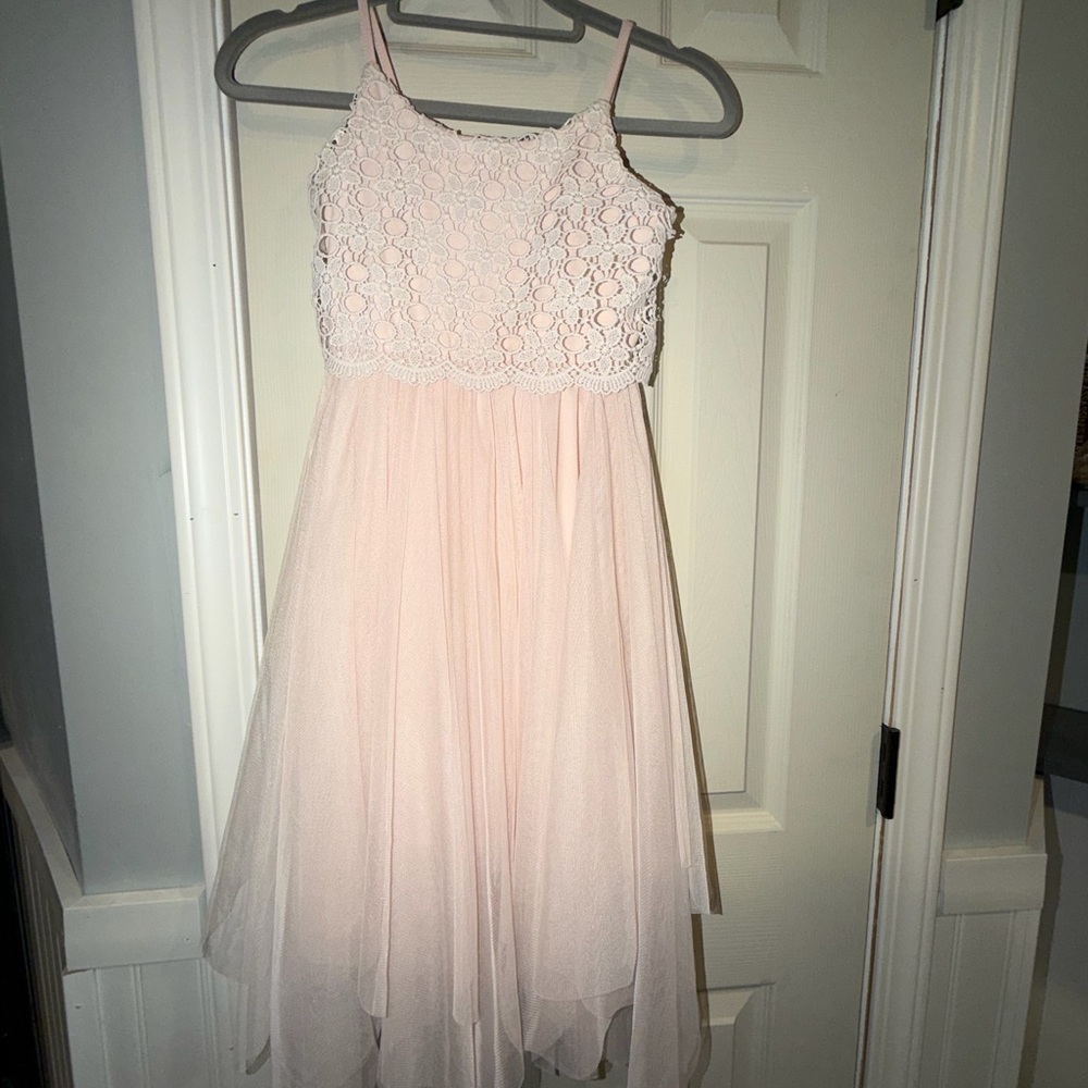 Girls Pink Lace Bodice Tulle Party Dress